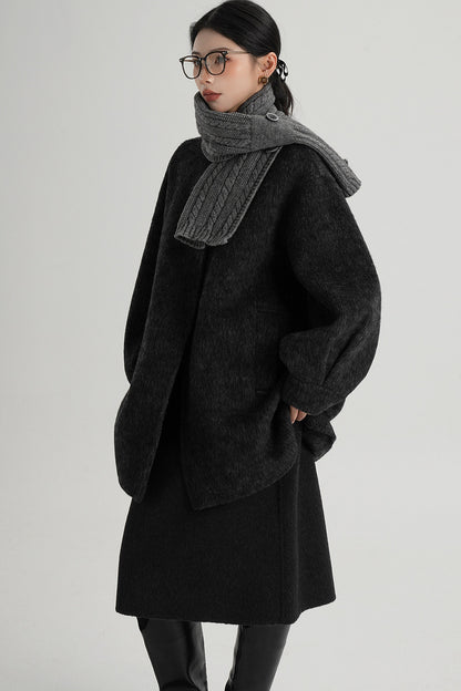 Scarf Collar Double-Sided Wool Coat