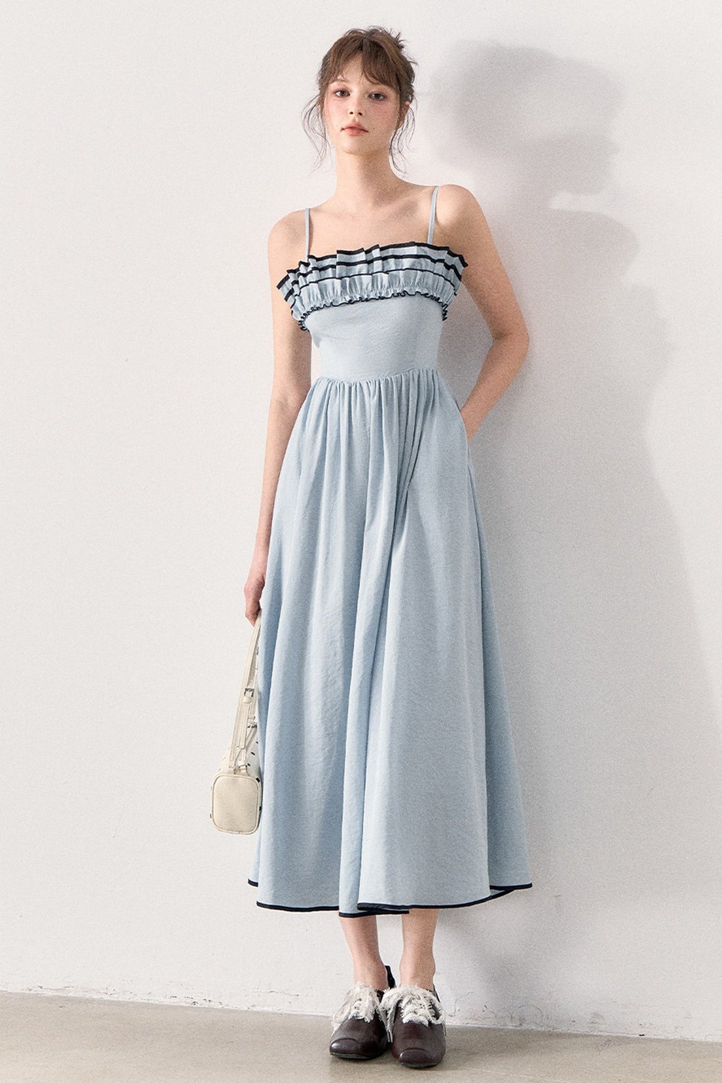 Slim Knit Cardigan and Ruffle Dress Set