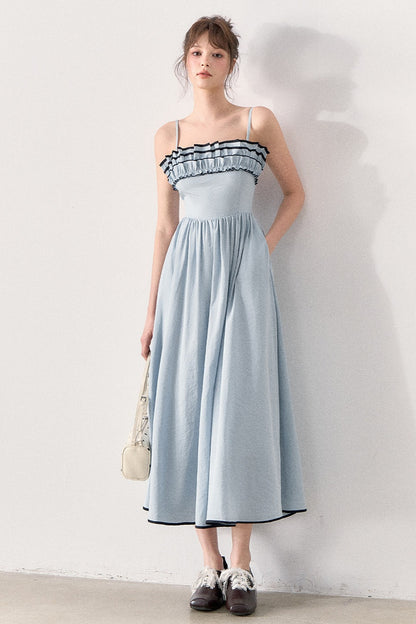 Slim Knit Cardigan and Ruffle Dress Set