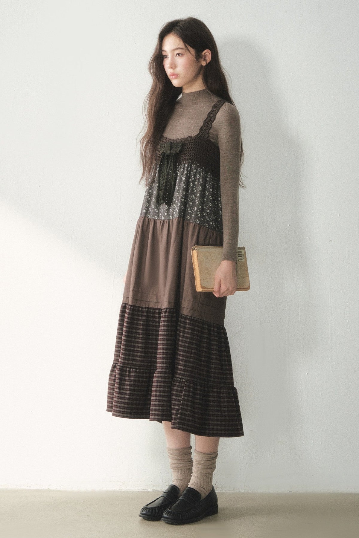 Floral Plaid Patchwork Cake Dress
