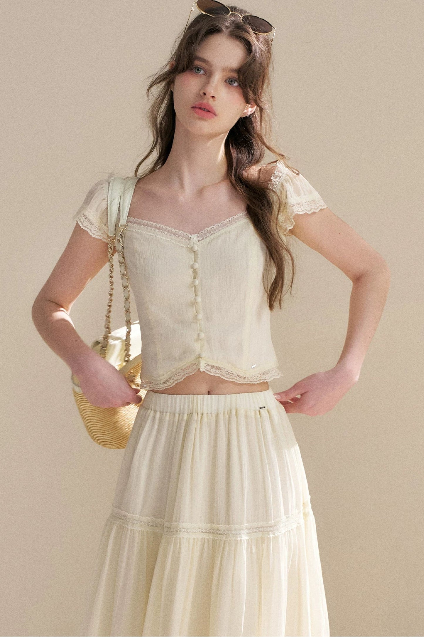 Tencel Lace Top and Skirt Set