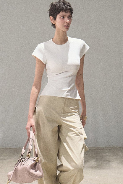Pantaloni cargo a gamba larga