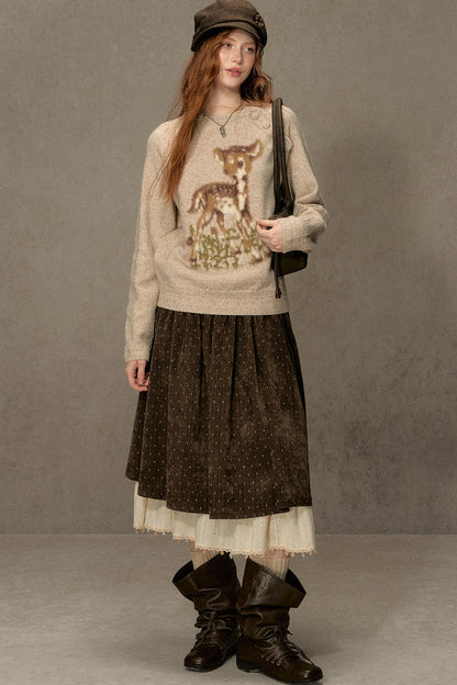 Deer Jacquard Pullover Sweater