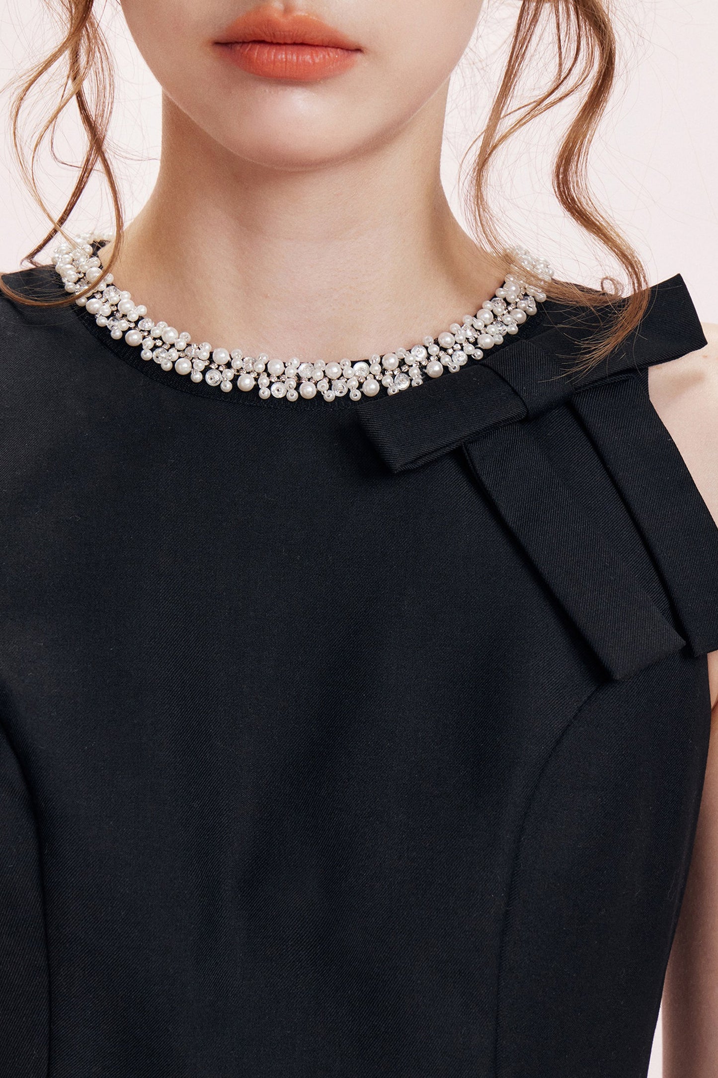 Rhinestone Bow A-Line Dress