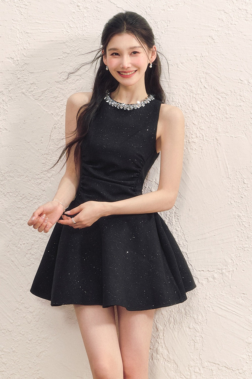 Sequined Jacket and Little Black Dress Set