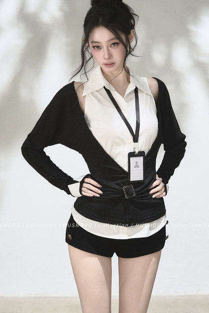 Layered-Look Knit Top Set-Up