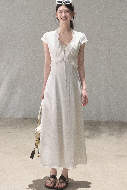 Lyocell Linen Lace Dress Set