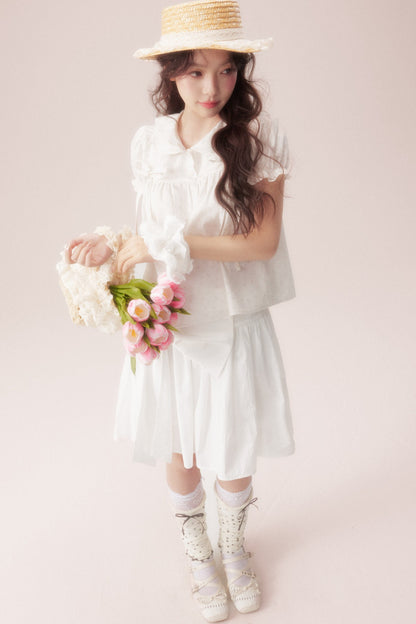 Floral Shirt and Bow Skirt Set-Up