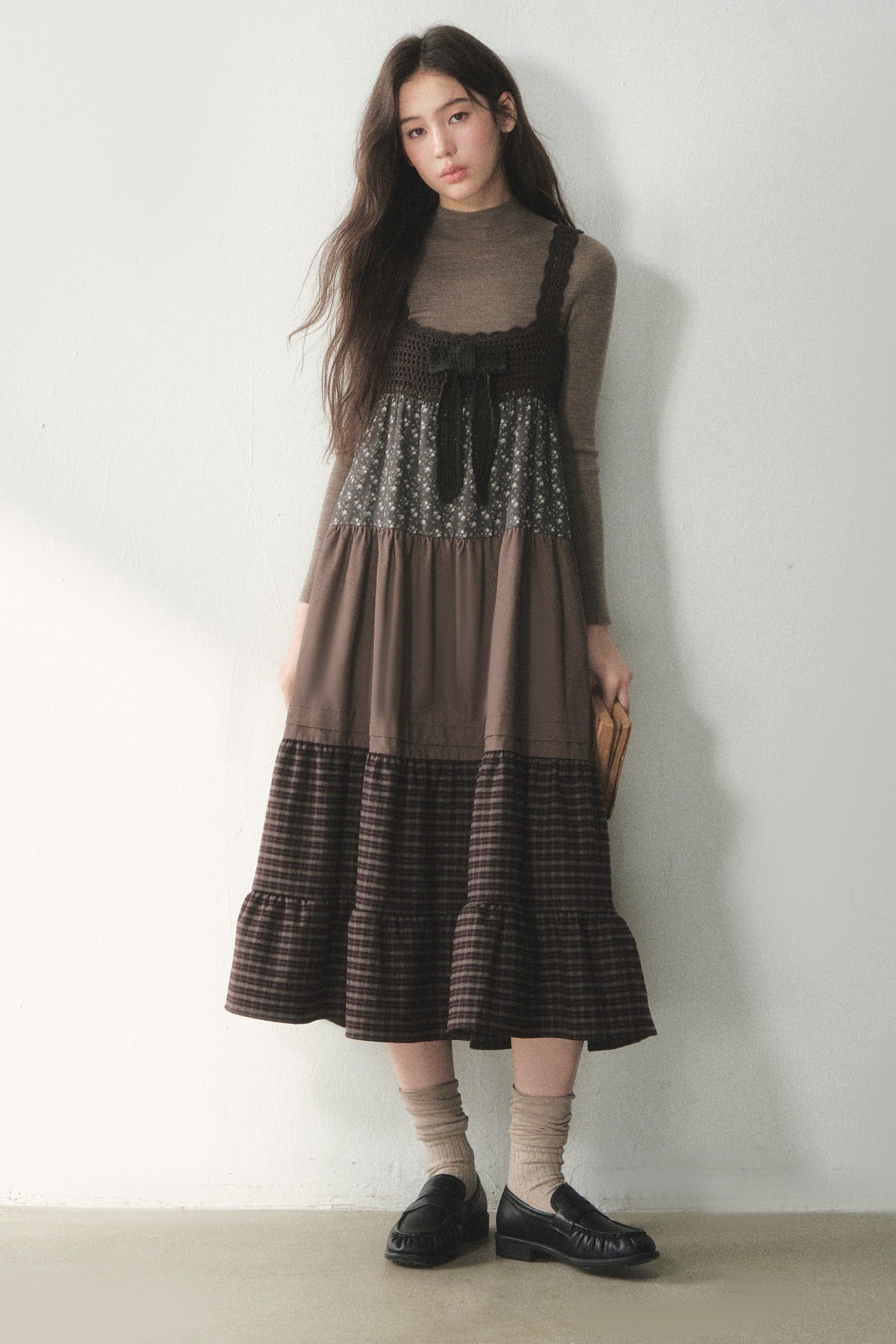 Floral Plaid Patchwork Cake Dress