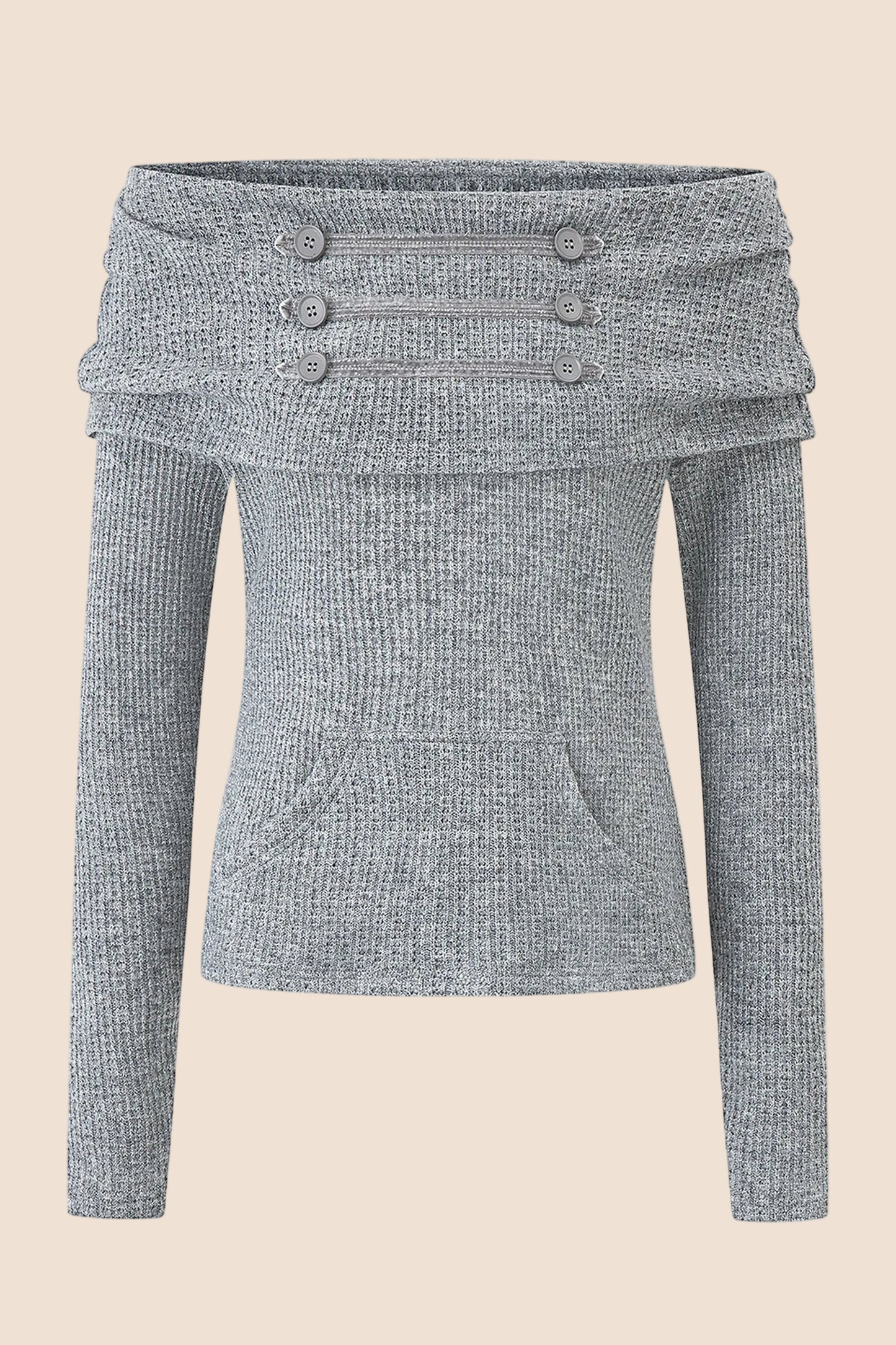 Button Off-Shoulder Knit Top