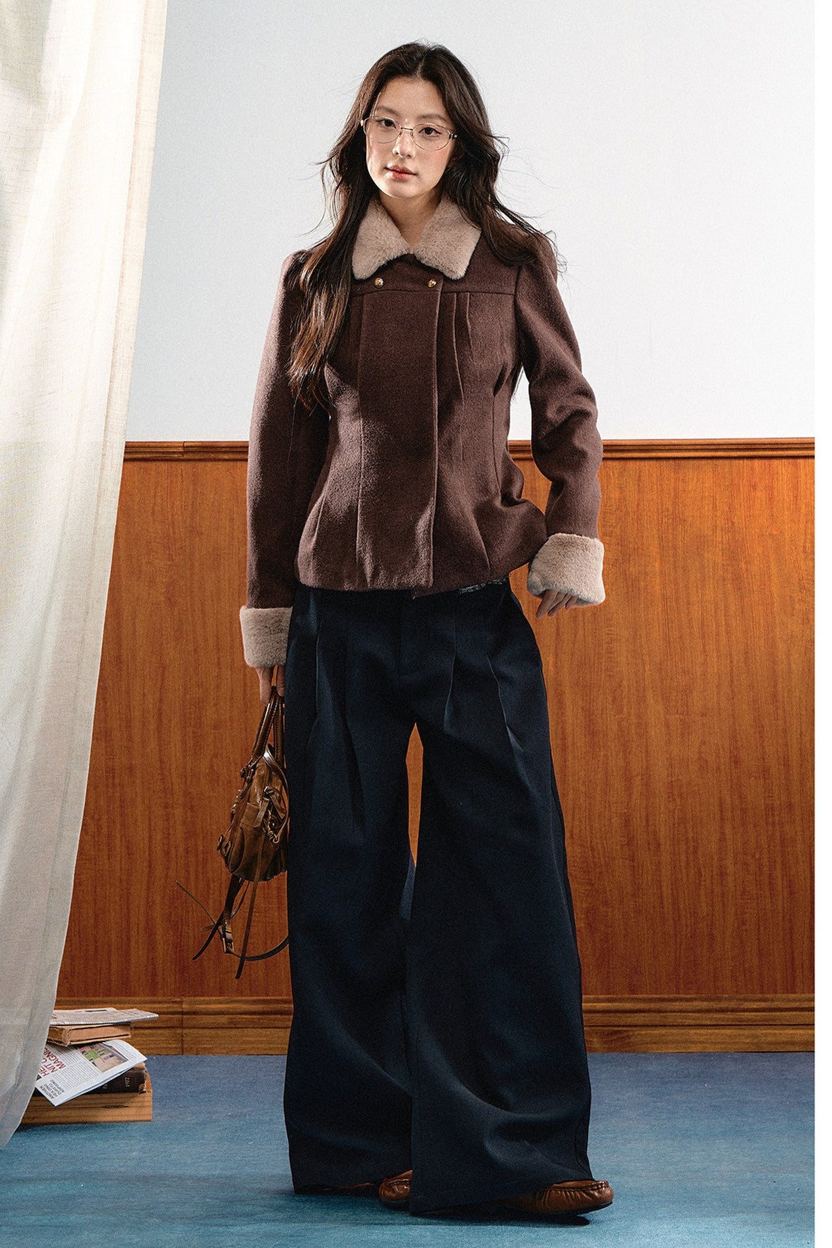 Plush Pleated Puff Shoulder Jacket