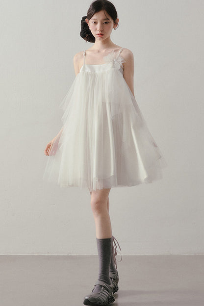 Layered Tulle A-Line Puff Dress
