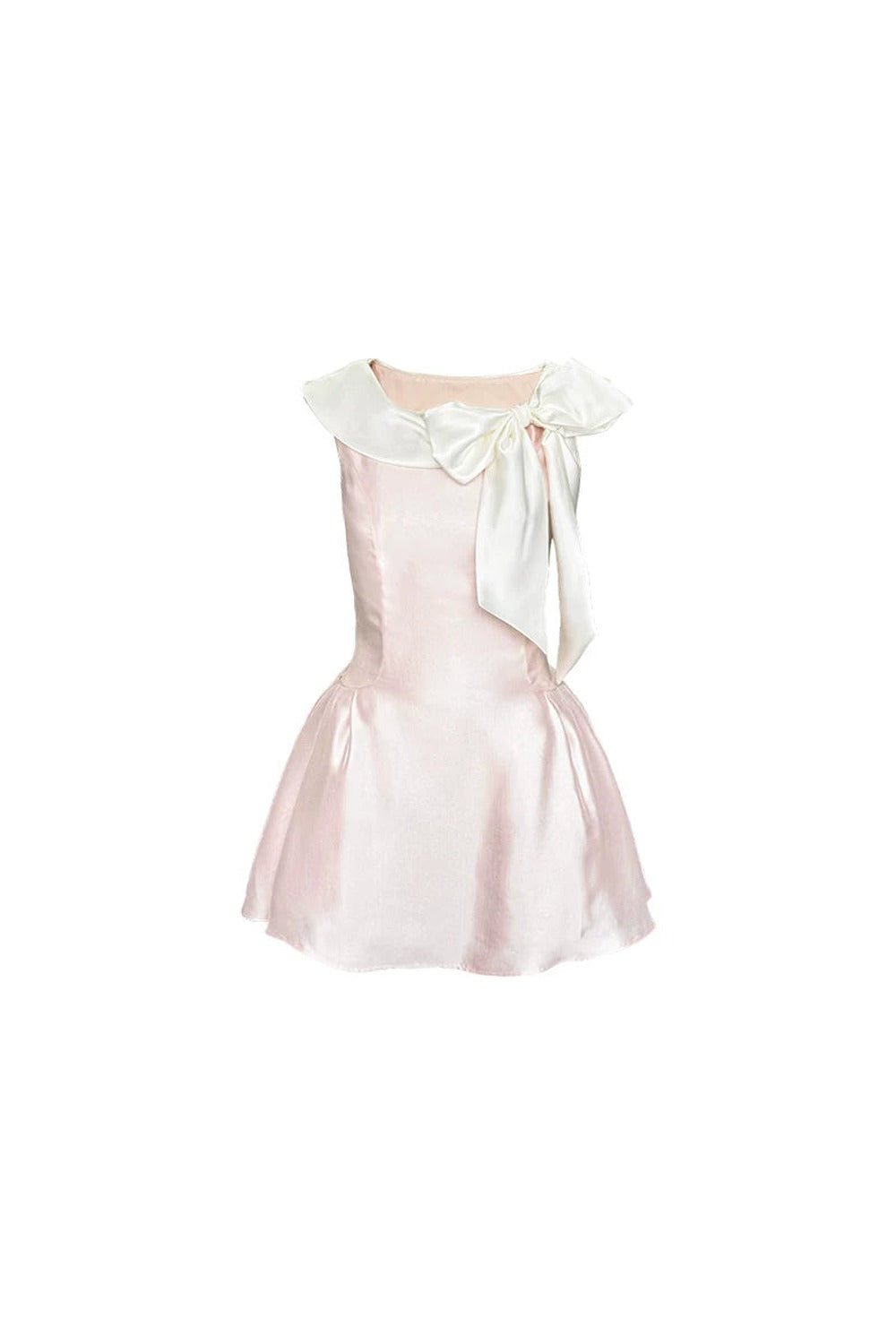 Pink Satin Polka Dot Bow Dress