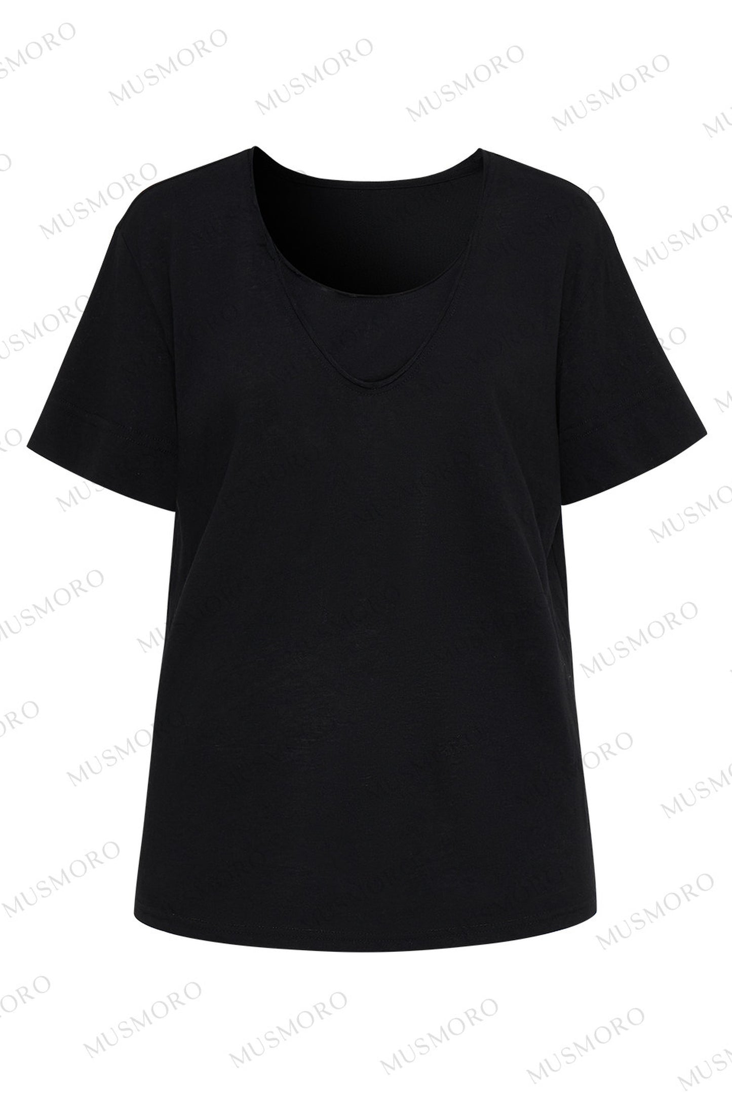 Layered-Look V-Neck Oversized Blouse