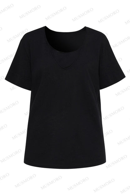 Layered-Look V-Neck Oversized Blouse