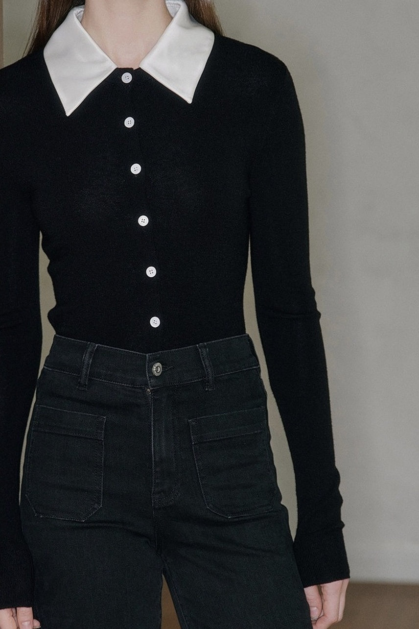 Spliced Acetate Collar Cardigan