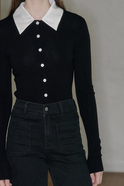Spliced Acetate Collar Cardigan
