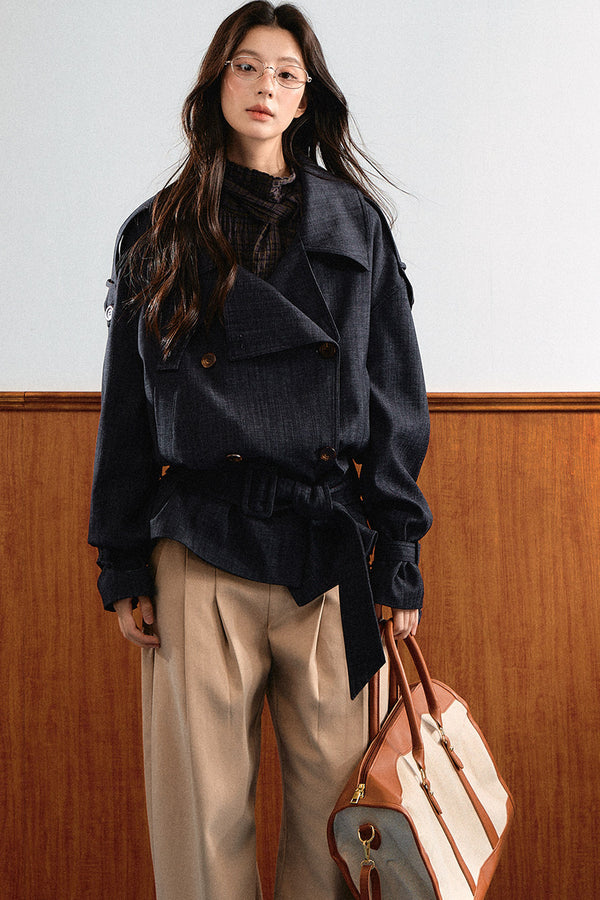 Retro Denim Trench Coat