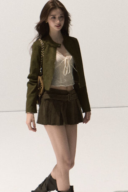 Lyocell High-Waisted Pleated Skirt