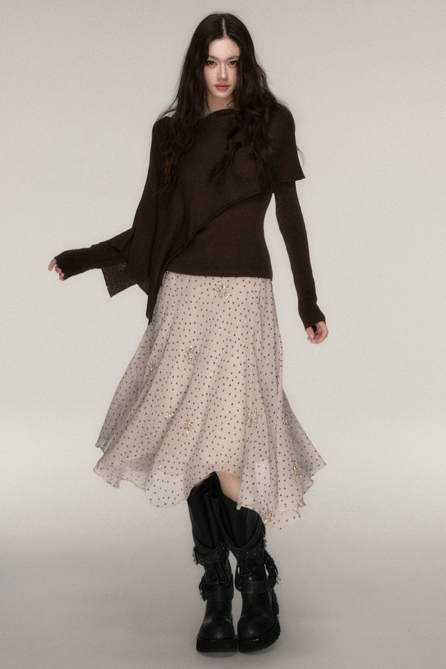 Weiches Windcape-Pullover-Strickoberteil