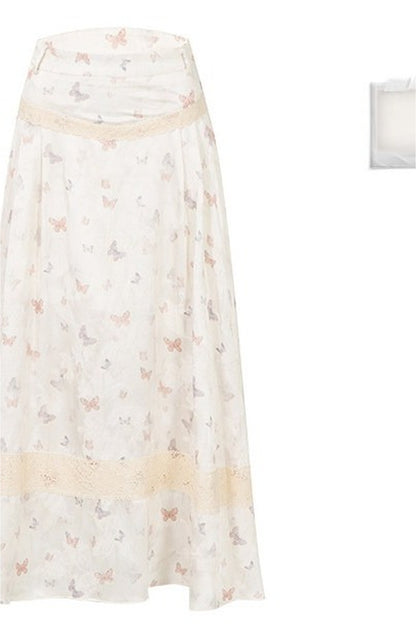 Butterfly Embroidered Cami, Mamian Skirt and Top Set-Up