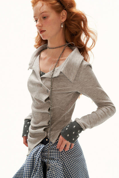Layered-Look Long-Sleeve T-Shirt