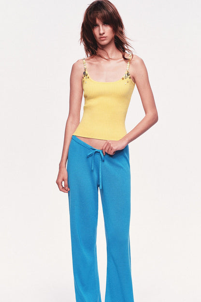 Button Strap Ribbed Knit Tank Top