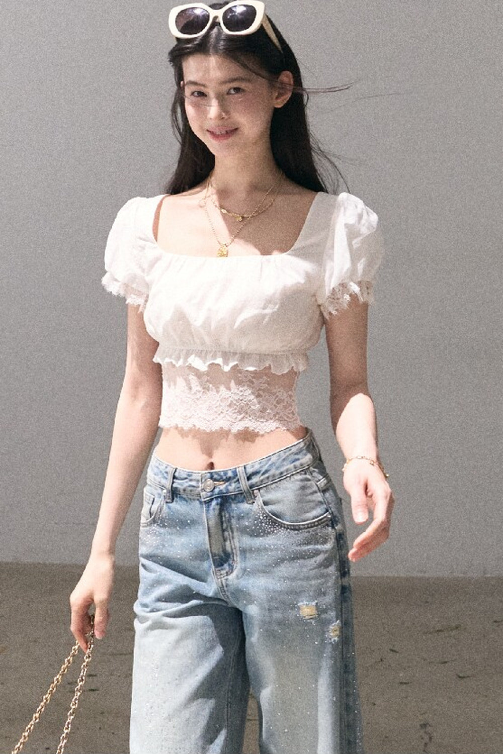 Gardenia Lace Puff Blouse