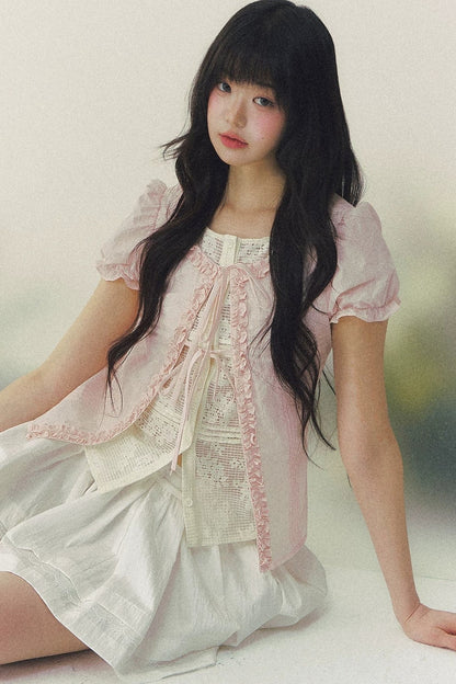 Lace Puff Sleeve Blouse