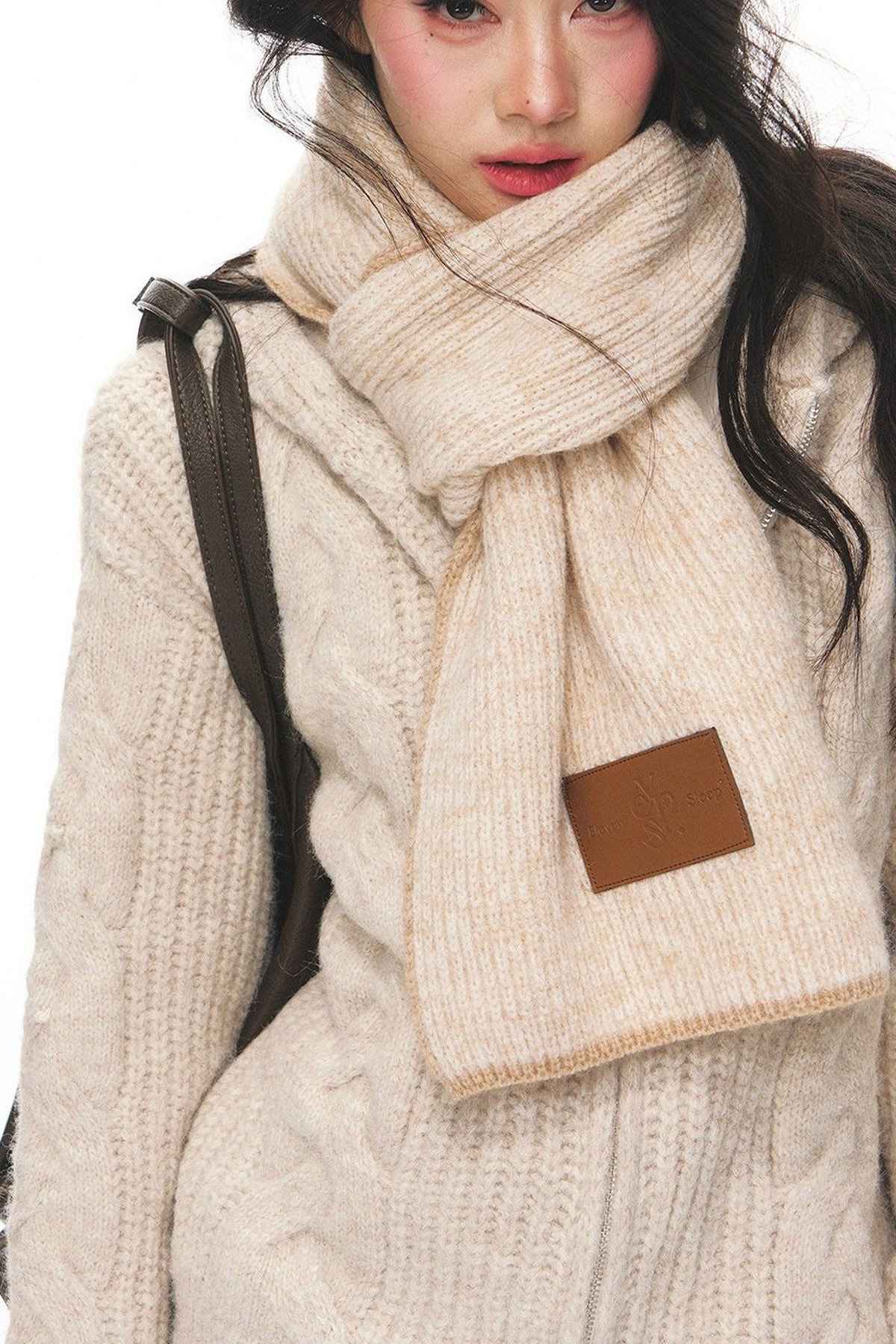 Completo cardigan a maglia a trecce