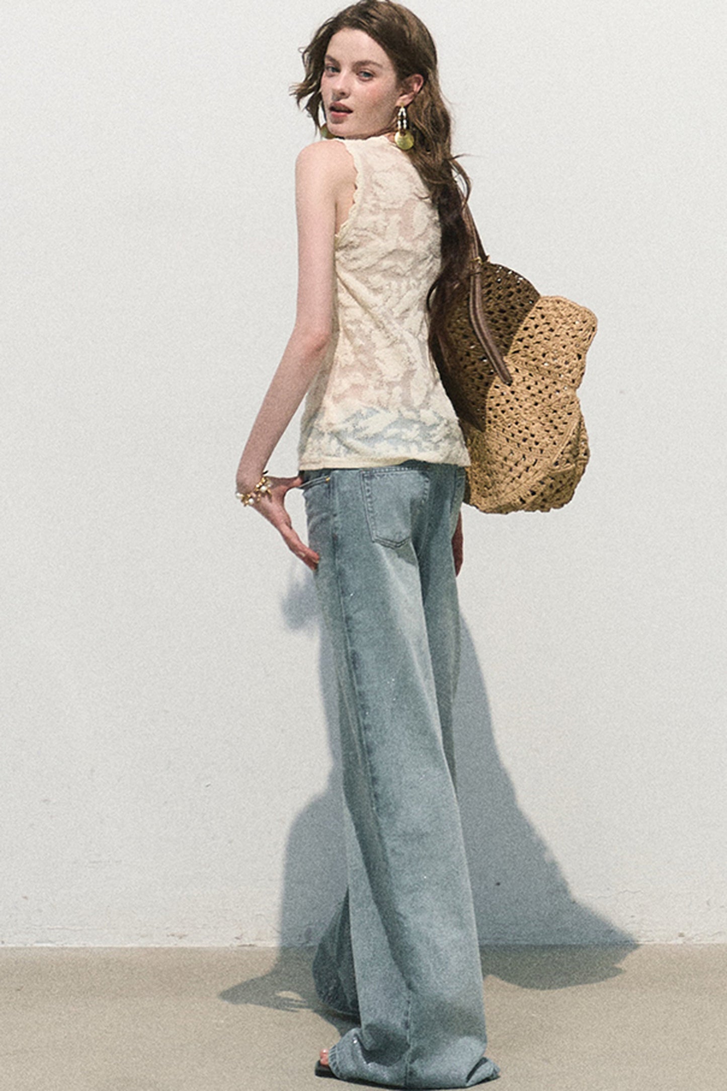 Organza Jacquard Tie Blouse