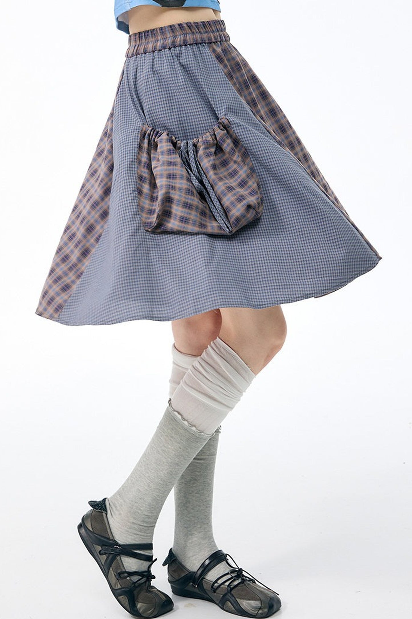 Retro Plaid Mid-Length Skirt