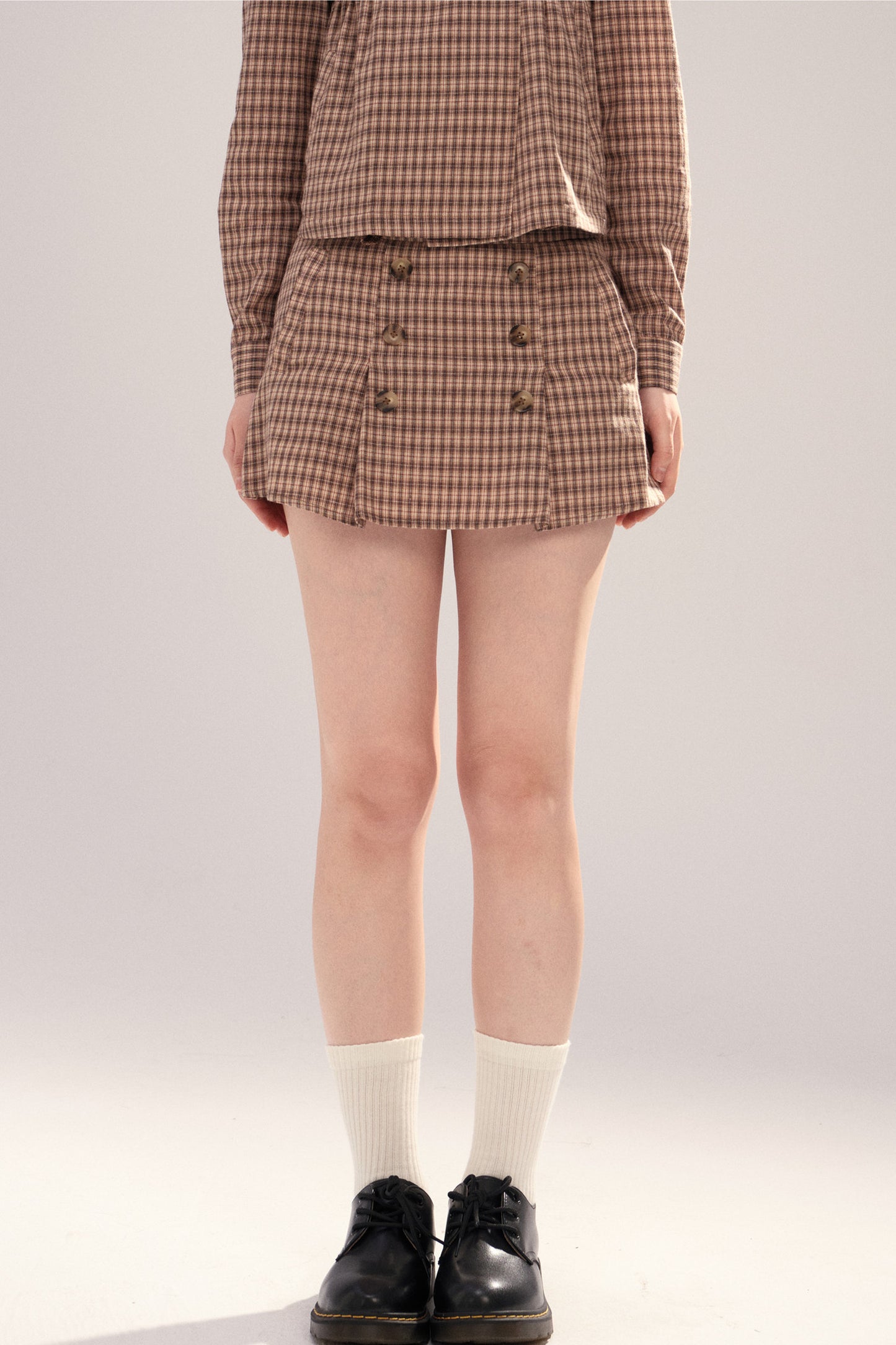 Buttoned High-Waisted A-Line Skirt