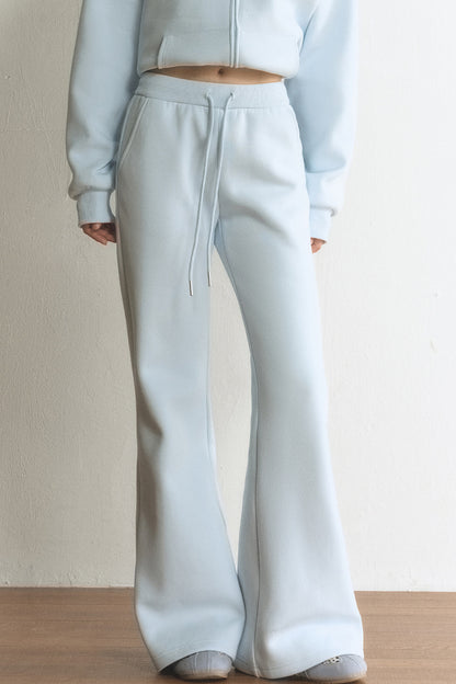 Light Blue Flared Drawstring Elastic Waist Sweatpants
