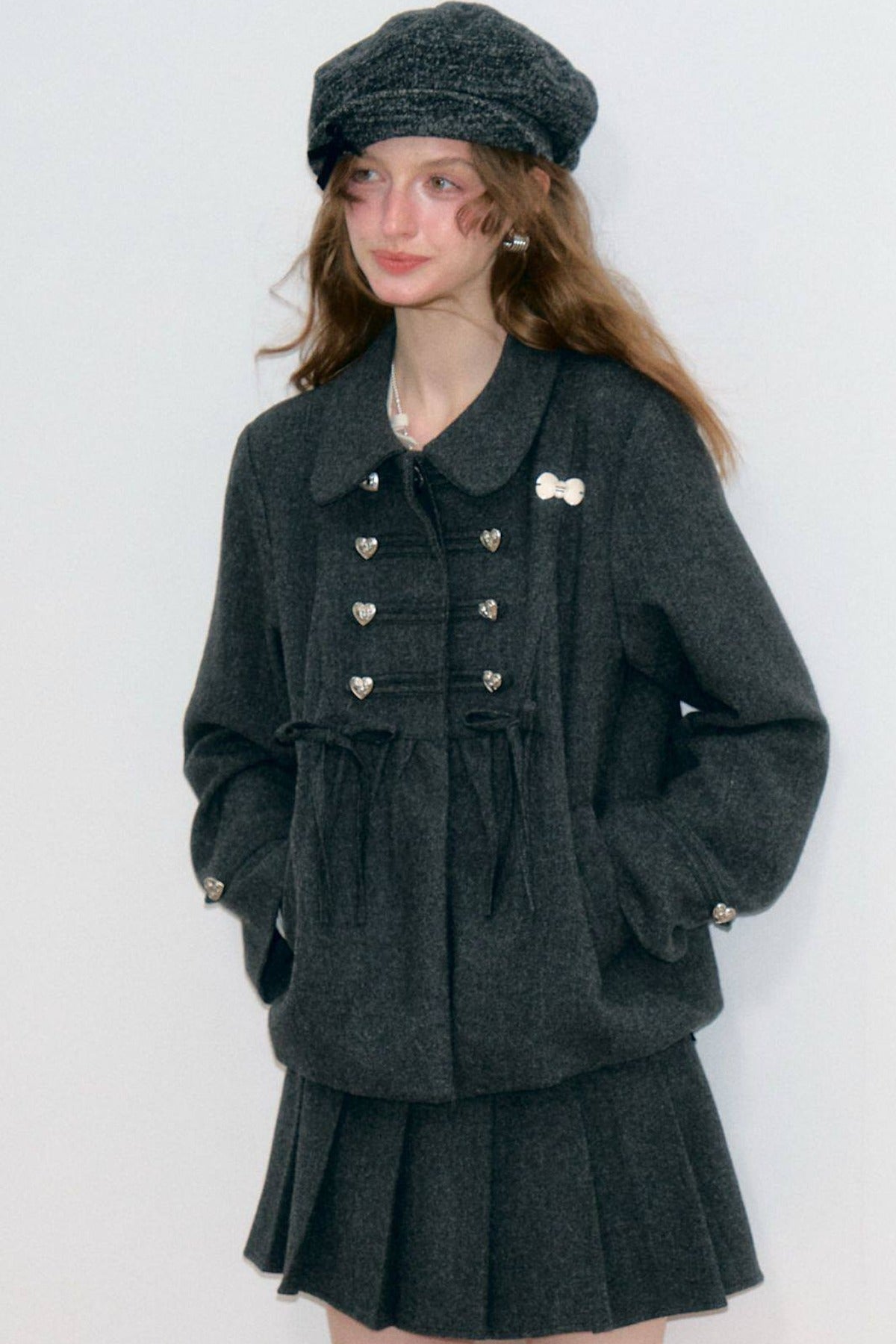 Doll Collar Bow Wool Coat