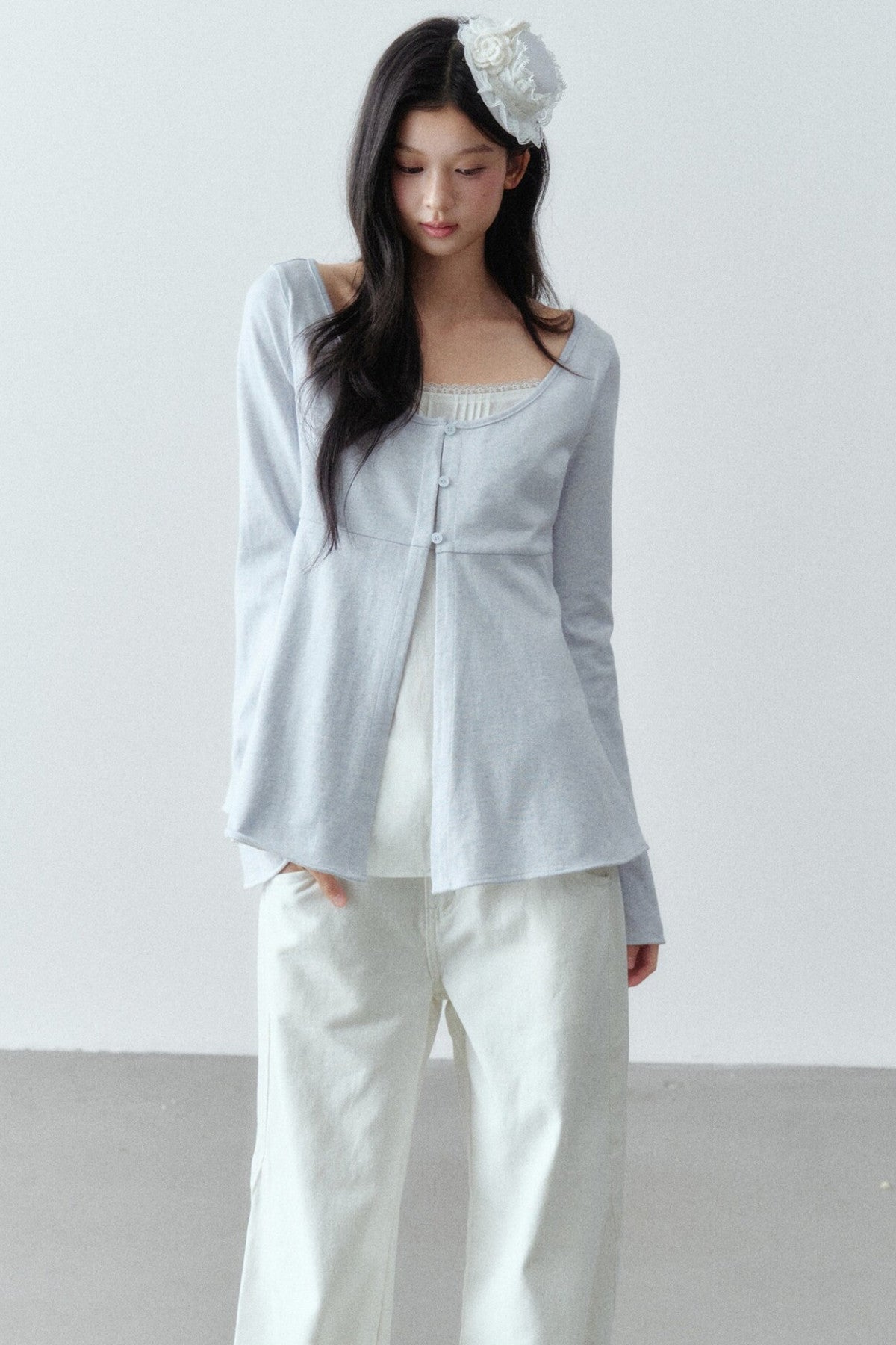 Long Sleeve Cashmere Cotton T-Shirt