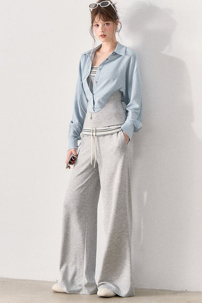 Relaxed Knit Wide Leg Pants and Shirt Set