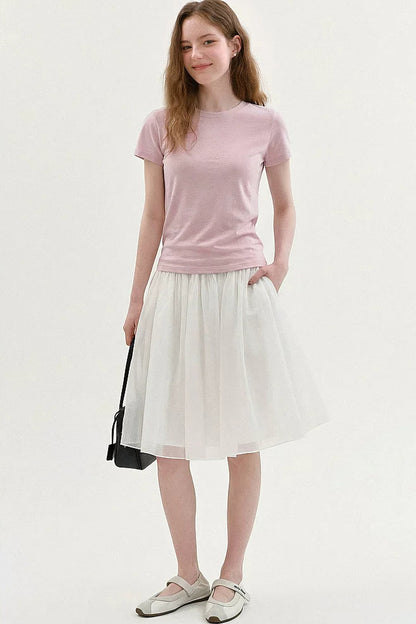 T-shirt rosa a girocollo