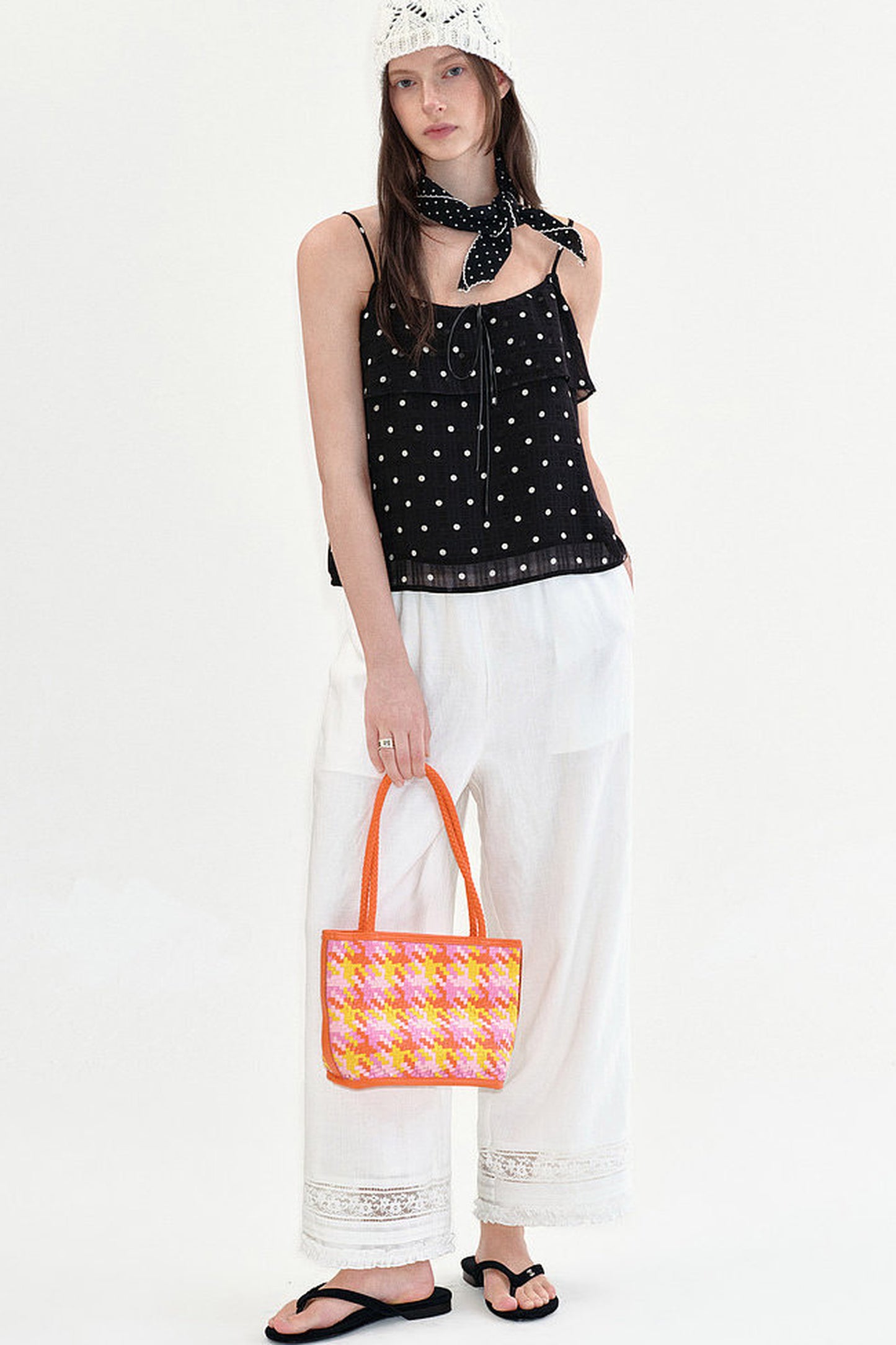 Fano Relaxed Lace Patchwork Wide-Leg Pants