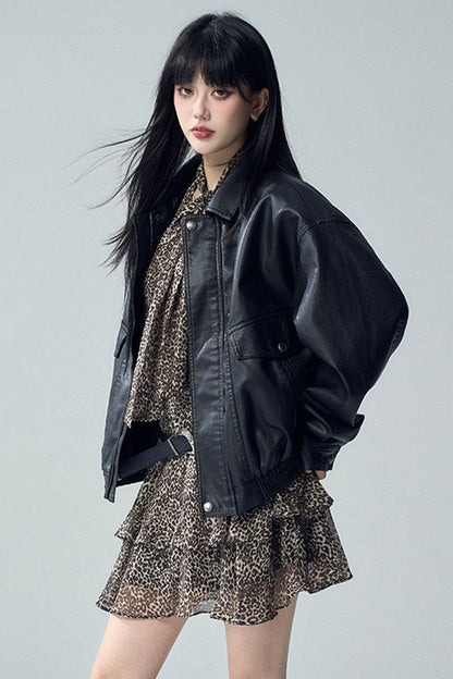 Short Black Leather Jacket