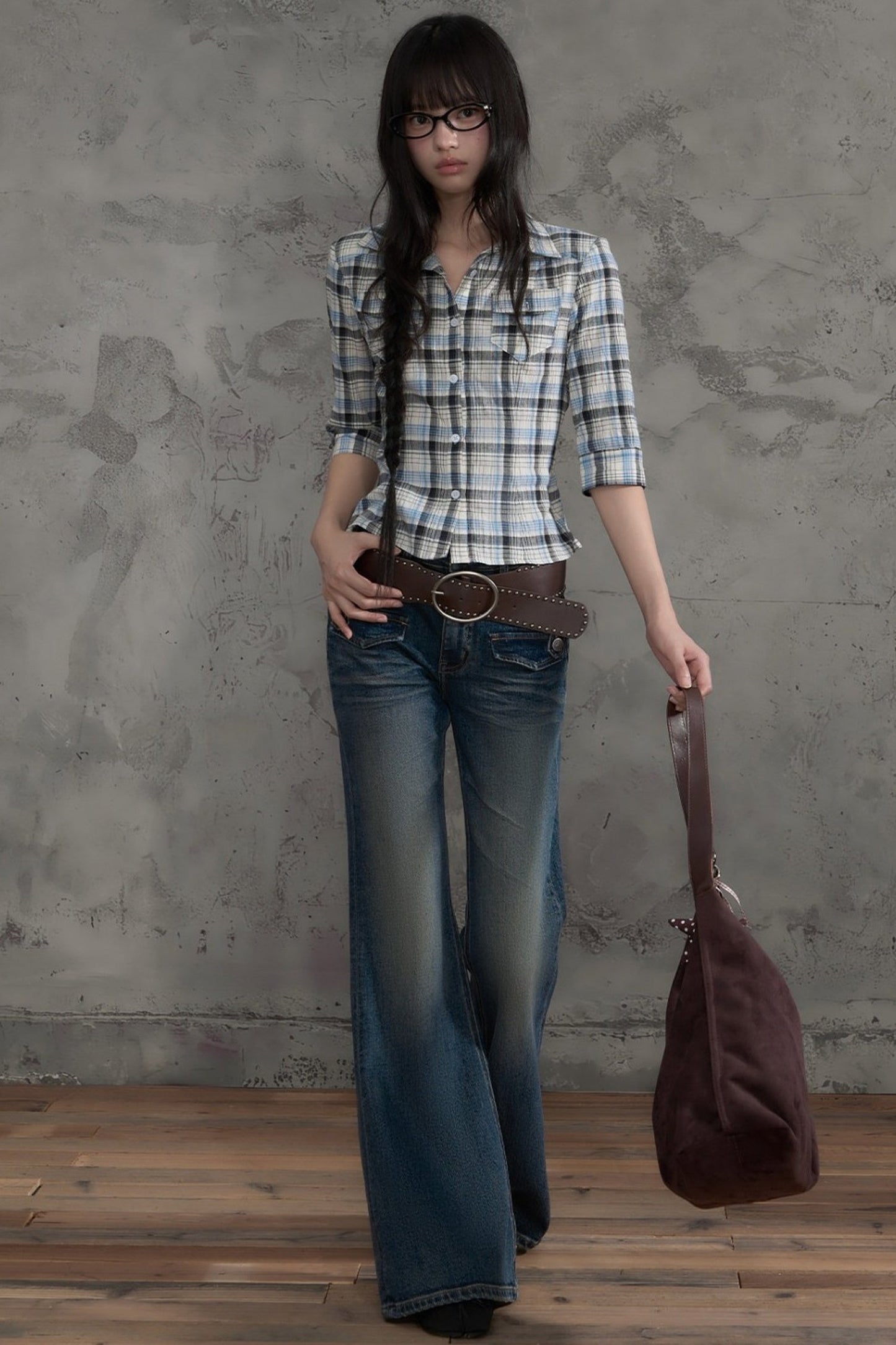 Retro Distressed Flared Pants