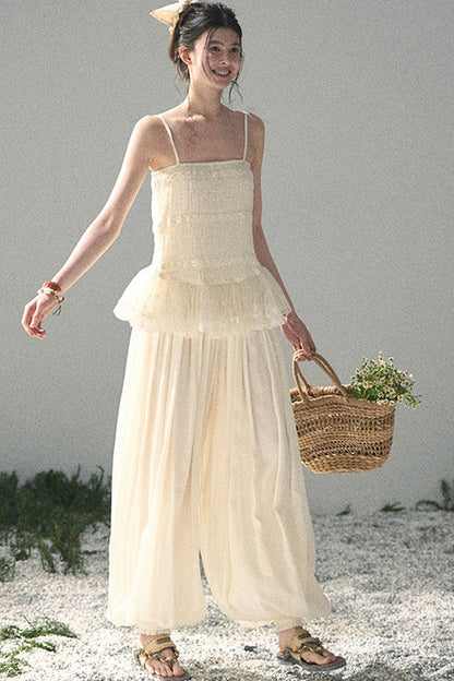 French Lace Summer Top and Pants Set