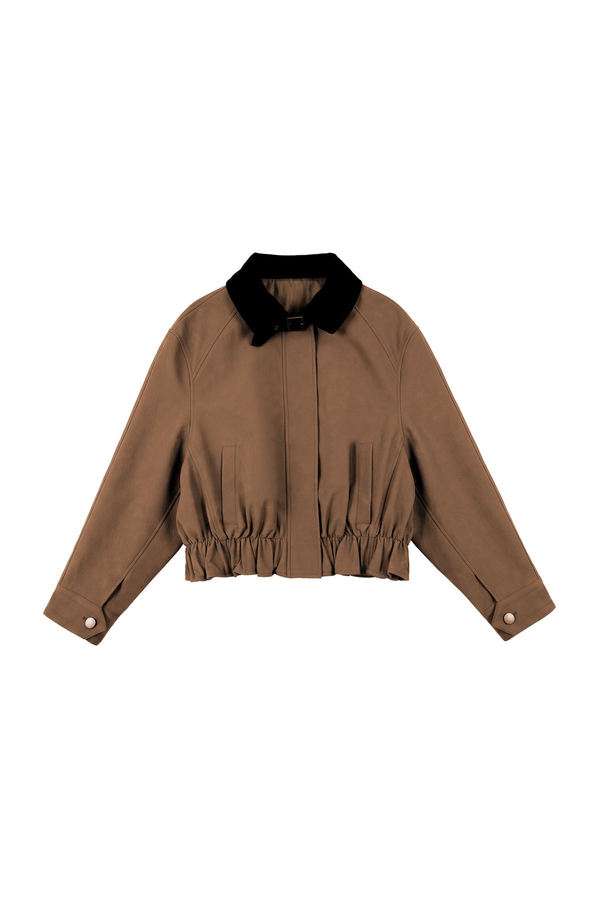 Short Color-Blocked PU Work Jacket