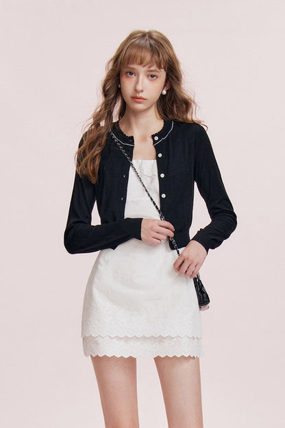 Romantic Cashmere Wavy Cardigan