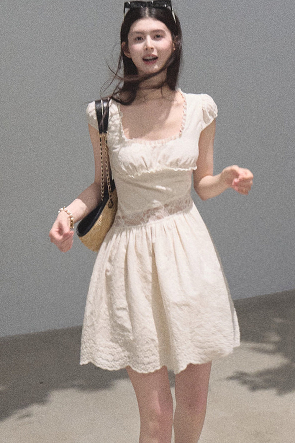 Lyocell Lace Waist-Cinching Dress
