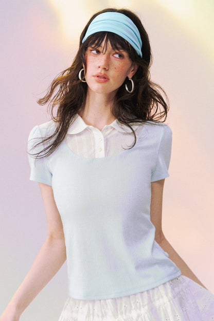 Layered-Look Doll Collar Blouse