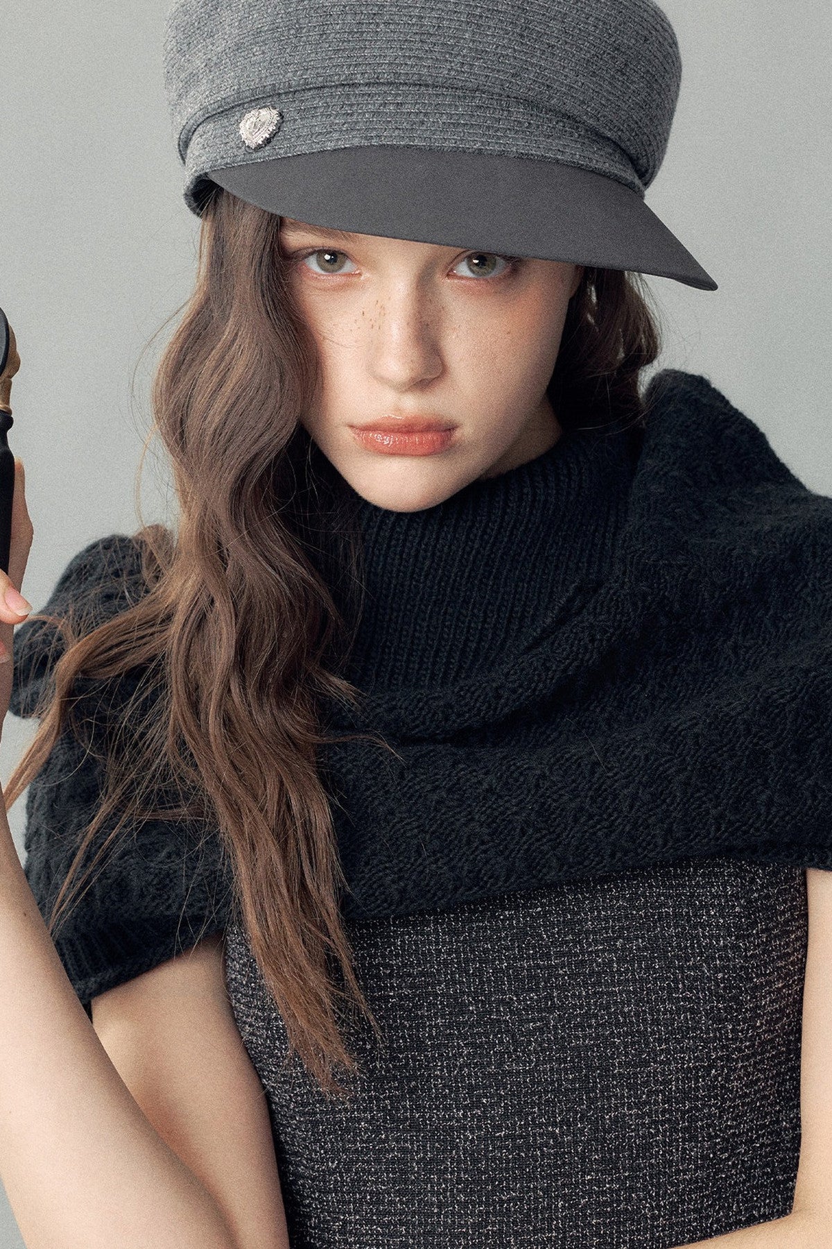Asymmetrical Wide-Brimmed Leather Patchwork Newsboy Hat