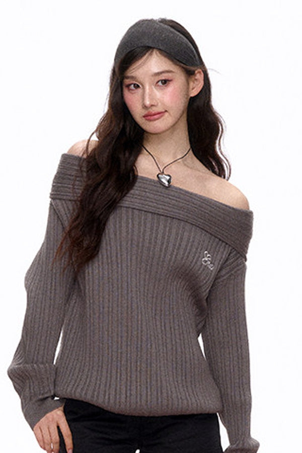 Off-Shoulder Knit Sweater
