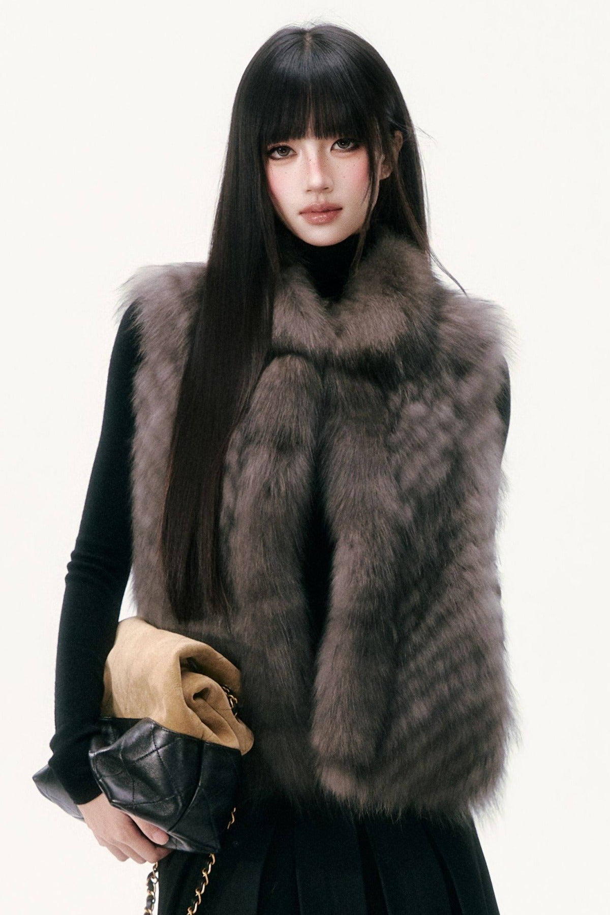 Saga Fox Fur Straight Vest