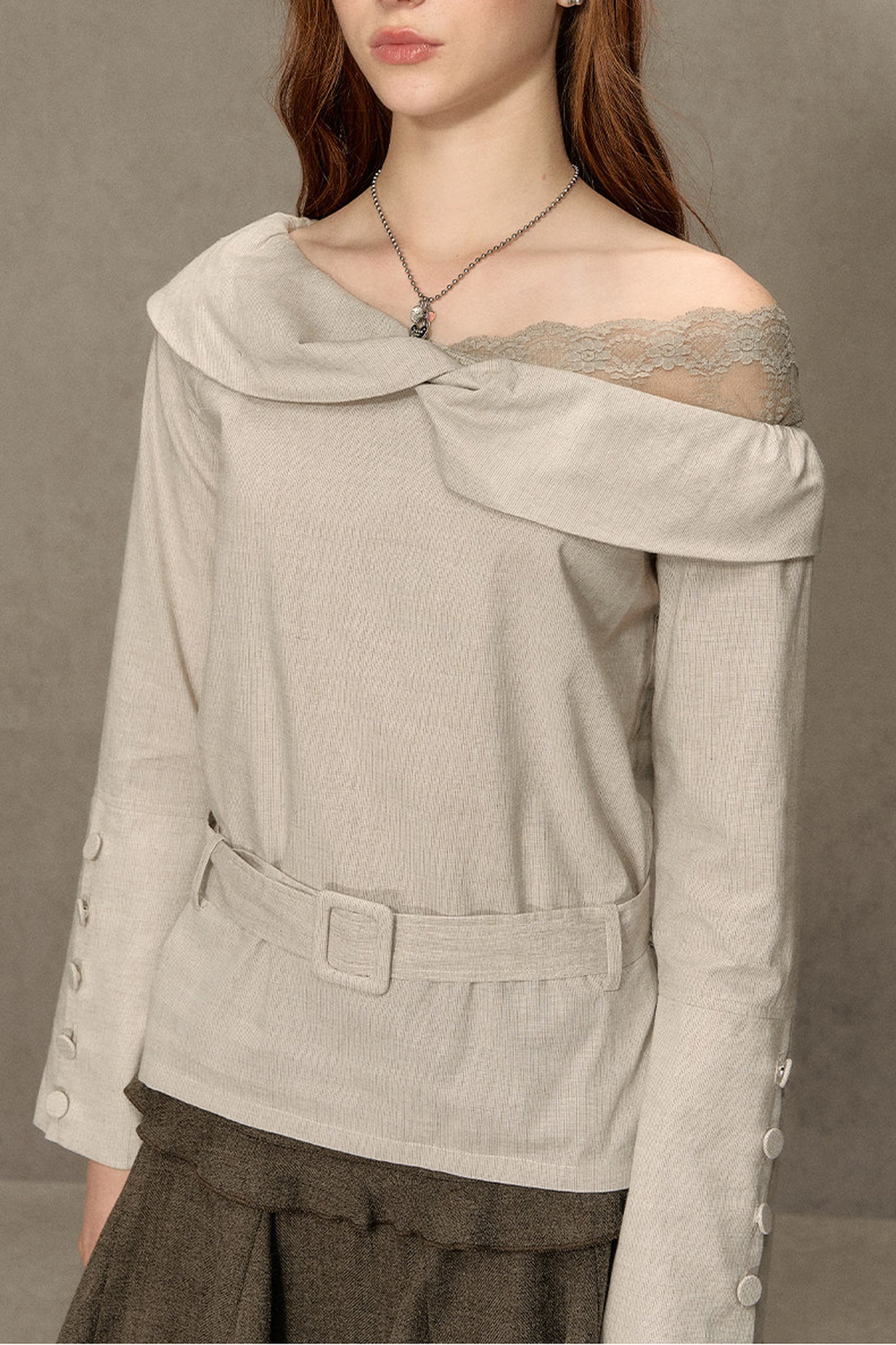 Long-Sleeve Off-Shoulder Shirt